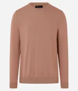 Suéter masculino de cuello redondo y manga larga, confeccionado en tejido de punto liso. Presenta un diseño básico y versátil, ideal para uso diario.