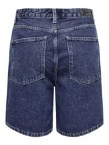 Short denim de tiro alto Only, color blanco, con bolsillos y cierre frontal de botón y cremallera.