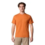 Remera de manga corta Columbia, color naranja, con cuello redondo y logo de la marca estampado en el pecho. Confeccionada con tecnología Omni-Shade UPF 50 y Omni-Wick para protección solar y evaporación de humedad.