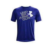 Remera deportiva Under Armour Tech Crew Neck de hombre, color azul con logo plateado en el pecho. Confeccionada en tejido UA Tech de secado rápido y tacto suave.