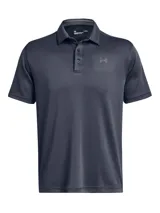 Chomba deportiva de manga corta con cuello polo y cierre frontal de dos botones. Presenta un diseño de microtextura horizontal y el logo de la marca estampado en el pecho.