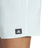 Short de baño Adidas color celeste con logo de la marca en la pierna derecha.