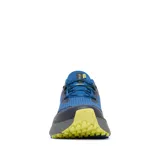 Championes de trail running Columbia Konos Trillium Atr Techlite, color azul con suela gris y detalles en amarillo. Incorpora tecnologías Omni-MAX, Techlite+ y Adapt Trax para mayor amortiguación, estabilidad y tracción en terrenos difíciles.