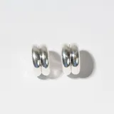 Par de aros tipo argolla gruesa de plata 925.
