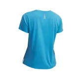 Remera deportiva Under Armour de manga corta, confeccionada en tejido ligero y transpirable con tecnología de secado rápido y control de olores. Presenta un diseño minimalista en color negro con detalles reflectantes y dobladillo superpuesto para mayor ventilación.