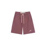 Short de baño Eme Studios color bordó con cordón ajustable claro y logo estampado en la pierna izquierda.