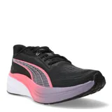 Championes de running Puma modelo Darter Pro, con capellada de malla técnica negra y detalles en fucsia y lila. Incorporan entresuela con tecnología Profoam para mayor amortiguación y reactividad.