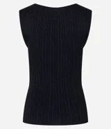 Blusa Cortelle sin mangas de tejido de punto acanalado negro con efecto metalizado, tirantes anchos y escote cuadrado.