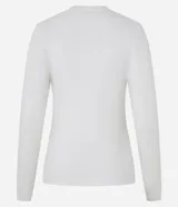 Suéter de punto color marrón, con cuello redondo, manga larga y textura geométrica de losângos.