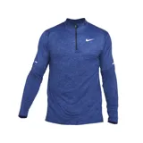 Buzo deportivo Nike Element de manga larga, con cuello alto y cierre frontal parcial. Presenta un diseño jaspeado en color azul y el logo de la marca estampado en el pecho.
