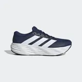 Championes de running Adidas modelo Galaxy 8, de color azul marino con las tres tiras características en blanco y entresuela blanca amortiguada.