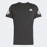 Remera deportiva Adidas de manga corta, color negro con detalles de las tres bandas características en color blanco en las mangas y logo reflectante en el pecho. Confeccionada con tecnología Climacool para mayor transpirabilidad.