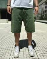 Bermuda carpenter verde óxido de tela denim.