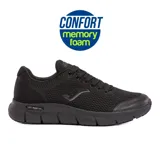Championes Joma Zen Men 2421 color negro, con capellada de malla transpirable, plantilla Memory Foam, mediasuela de phylon esponjoso y suela de caucho inyectado con tecnología Slip-Resistant.