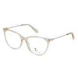 Anteojos de receta Teresa Calandra modelo C37Z, con armazón de acetato transparente en tono champagne y patillas metálicas finas.