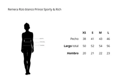Remera polo deportiva Prince de rizo blanca con cuello y mangas en azul. Fabricada en Portugal con 100% algodón, mangas y dobladillo inferior acanalados, cuello abierto y corte cuadrado.