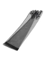 Guantes largos de tejido semitransparente de tul color negro.
