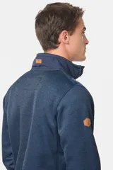 Buzo de felpa con interior de polar, diseño de medio cierre frontal, cuello alto y bolsillos laterales y en el pecho con cierres.