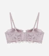 Soutien strapless Lov confeccionado en encaje rústico con diseño floral, color bordó, con copas con aro y breteles ajustables y desmontables.