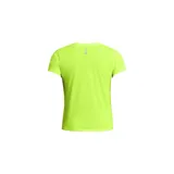 Remera deportiva de manga corta Under Armour, color amarillo neón, con cuello redondo y logo de la marca estampado en el frente. Confeccionada en tejido técnico ligero y transpirable con tecnología de secado rápido.