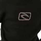 Buzo de tejido de punto Rip Curl, color negro, con cuello redondo y logo de la marca bordado en el centro del pecho en color gris.
