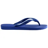Ojotas Havaianas modelo Top, color azul, con diseño clásico de goma y tiras con relieve de la marca.