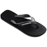 Sandalias tipo ojota Havaianas modelo Dual, color azul marino con tiras en tono gris oscuro y logo de la marca en relieve.