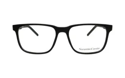 Anteojos de receta Nazareno Corsini con armazón de acetato en color negro mate y diseño rectangular.