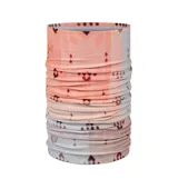 Cuello multifuncional Buff fabricado con tejido PrimaLoft Bio, con diseño estampado en tonos rosados y blancos. Es una prenda versátil, elástica y cálida, ideal para protegerse del frío.