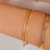 Pulsera Bismark en oro amarillo de 18k, de diseño fino y articulado con acabado brillante.
