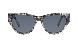 Lentes de sol con montura de acetato con estampado carey en tonos grises y blancos.