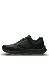 Championes urbanos de cuero negro con detalles en descarne, diseño con suela Spinal de alta amortiguación y base de goma para mayor tracción.