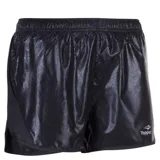 Short deportivo Topper para mujer, color negro con acabado brillante texturizado. Cuenta con cintura elástica, aberturas laterales y logo de la marca estampado en el frente.