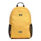 Mochila Caterpillar modelo Tokyo Urban Backpack, color mostaza, con compartimento principal acolchado para laptop de 15,6", correas de malla Airmesh ajustables y dos bolsillos laterales de malla.