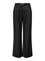 Pantalon sastrero de tiro alto color gris oscuro, de corte ancho y pinzas frontales.