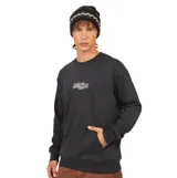 Buzo Billabong de cuello redondo y manga larga, de color negro, con bolsillo frontal tipo canguro y pequeño estampado gráfico de la marca en el pecho.