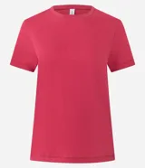 Remera básica de cuello redondo y manga corta con detalle de dobladillo, confeccionada en algodón suave.