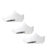 Pack de tres pares de medias invisibles New Balance, color blanco con logo de la marca estampado en negro en el lateral.