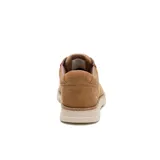 Zapato de cuero marrón claro Caterpillar, estilo derby bajo con cordones y suela gruesa de goma en tono beige.