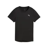 Remera deportiva Puma Train All Day de color negro con cuello redondo y manga corta. Incorpora tecnología dryCELL y logo estampado en blanco en el pecho.
