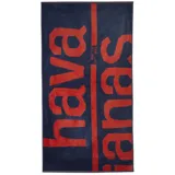Toalla de playa verde con logo de Havaianas en color naranja.