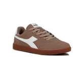Championes Diadora modelo Bamtelo, color marrón con detalles en blanco y suela marrón.