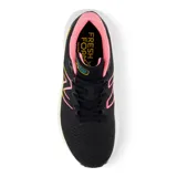Championes de running New Balance X EVOZ v3 para mujer, color negro con detalles en rosa, amarillo y celeste. Cuentan con entresuela Fresh Foam X para amortiguación y suela de goma integrada.