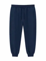Pantalón de jogging azul marino con cintura elástica con cordón ajustable, bolsillos laterales y puños en los tobillos.