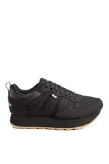 Championes deportivos Topper modelo T350 W Wedge, color negro, con plataforma, detalles texturizados y suela de goma en tono tostado.