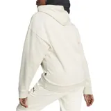 Buzo canguro color crema con capucha y logo de Puma bordado en negro en el pecho.