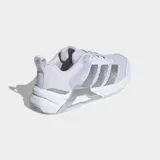 Championes Adidas Dropset Control color lila con las tres tiras características en plateado, diseñados para entrenamiento y levantamiento de pesas.