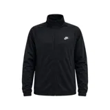 Campera deportiva Nike de color negro con cierre frontal completo y cuello alto, confeccionada en tejido suave con el logotipo de la marca bordado en blanco en el pecho.