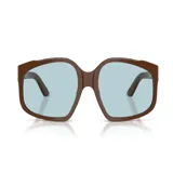 Lentes de sol Miu Miu modelo A07, con armazón de acetato color marrón y cristales celestes degradados.