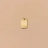 Dije tipo medalla rectangular de oro 10k con superficie lisa y brillante, ideal para personalizar con grabado.